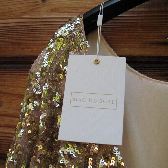 Mac Duggal Womens Plus Size Beaded Sequin 3/4 Sleeve Gown Rose Gold 4857 - Picture 14 of 16